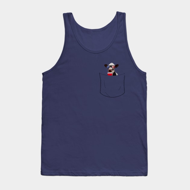 Peeking Pocket Pet - Movie cow Tank Top by Suneldesigns